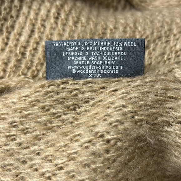 Wooden Ships Paola Buendia Tan Sweater Cardigan Mohair Wool Sz XS/S - Picture 11 of 13